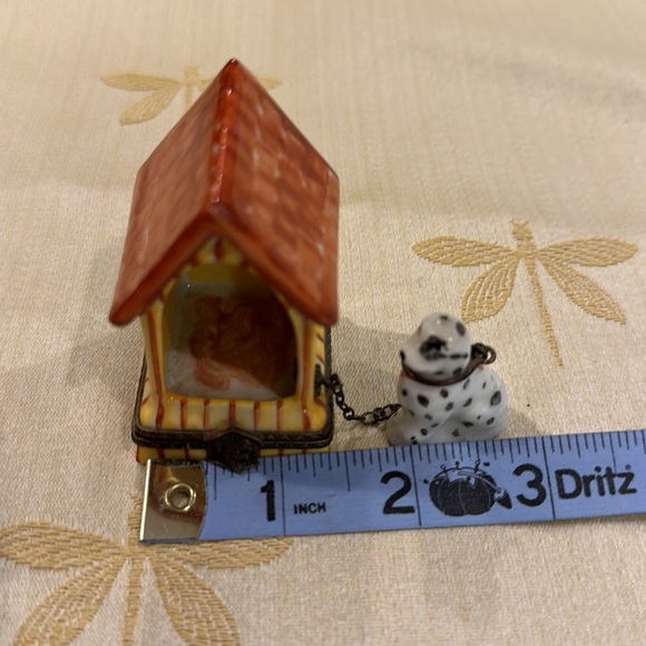 Limoges France Porcelain Dog Puppy Dalmation Doghouse Pierre Arguie Trinket Box. - Picture 11 of 11